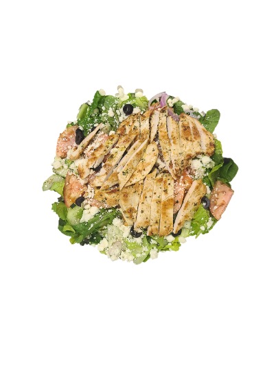 Order Greek Salad with Grilled Chicken food online from Queens Blvd Pizzeria Inc. store, Elmhurst on bringmethat.com
