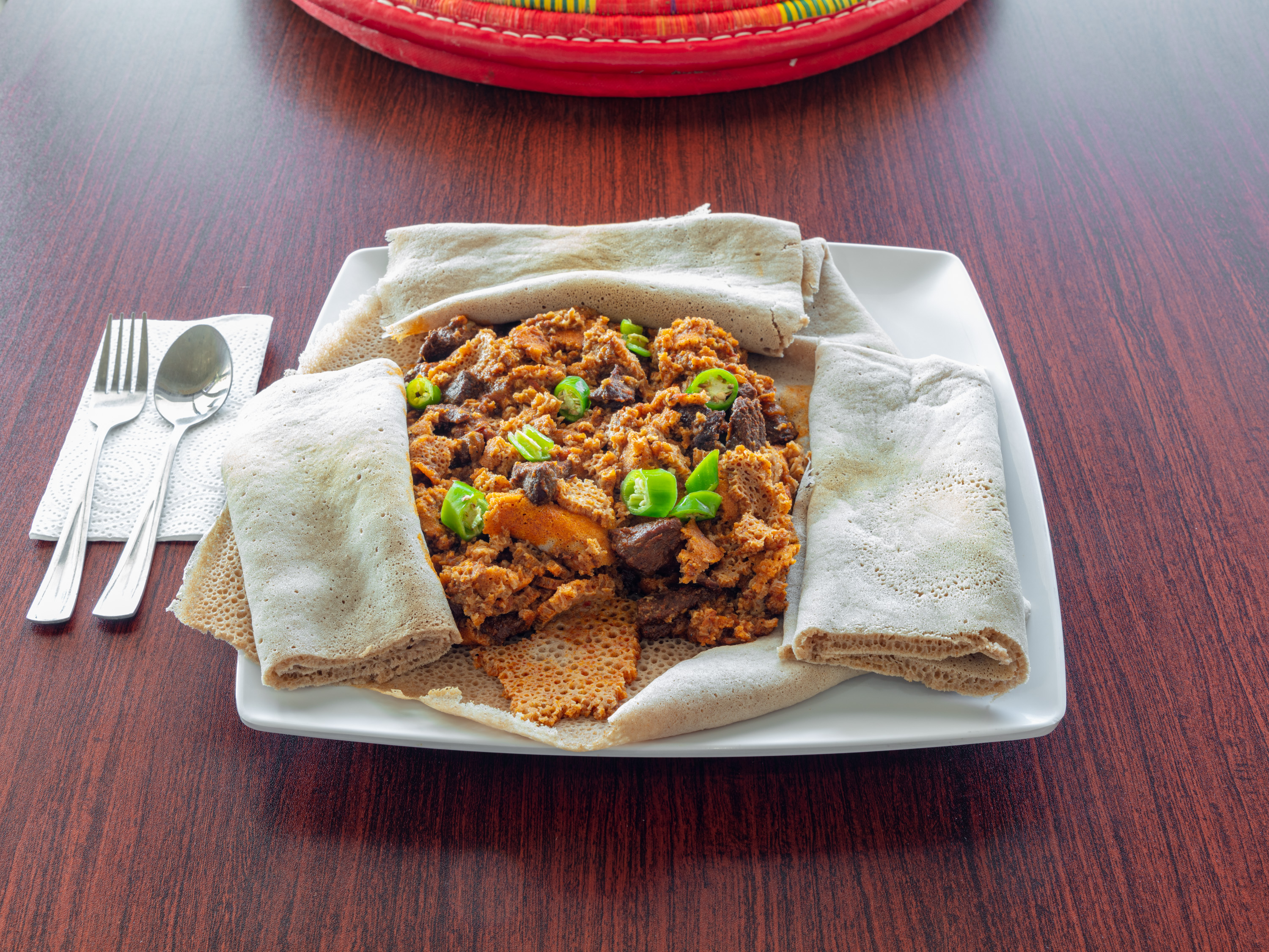 Order Kuanta Firfir food online from Abeba Ethiopian Kitchen store, Dallas on bringmethat.com