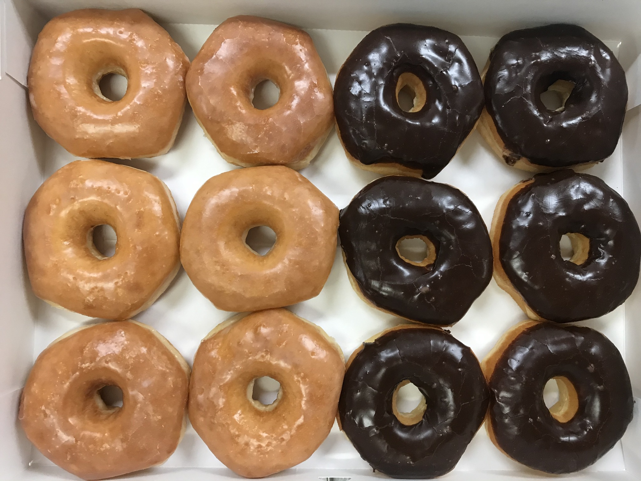 Order 6 Glazed and 6 Chocolate Donuts food online from Donna Donuts store, Keller on bringmethat.com