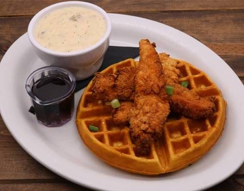 Order Chicken & Waffle with Gravy food online from Seven Mile Cafe store, Denton on bringmethat.com