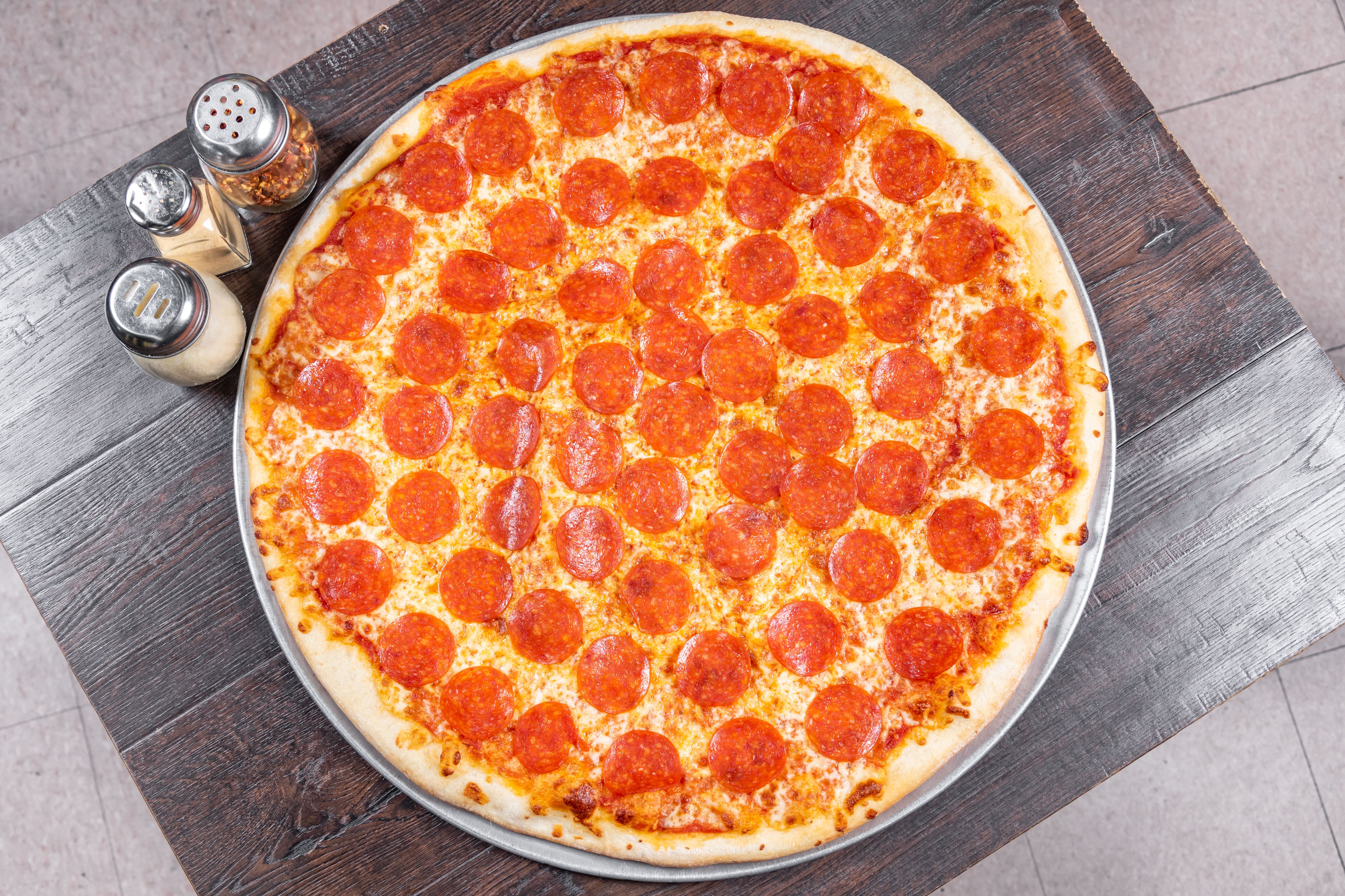 Order One Topping Pizza - 18'' food online from Krispy Krunchy Chicken & Pizzeria store, Flushing on bringmethat.com