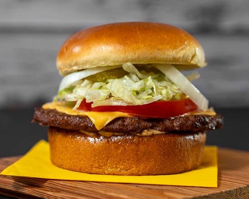 Order Single Burger with Cheese food online from Big Deal Burger store, Hickory on bringmethat.com