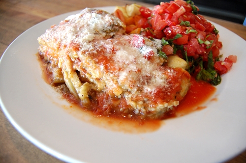 Order Grilled Eggplant Parmigiano food online from Rosti Tuscan Kitchen store, Santa Monica on bringmethat.com