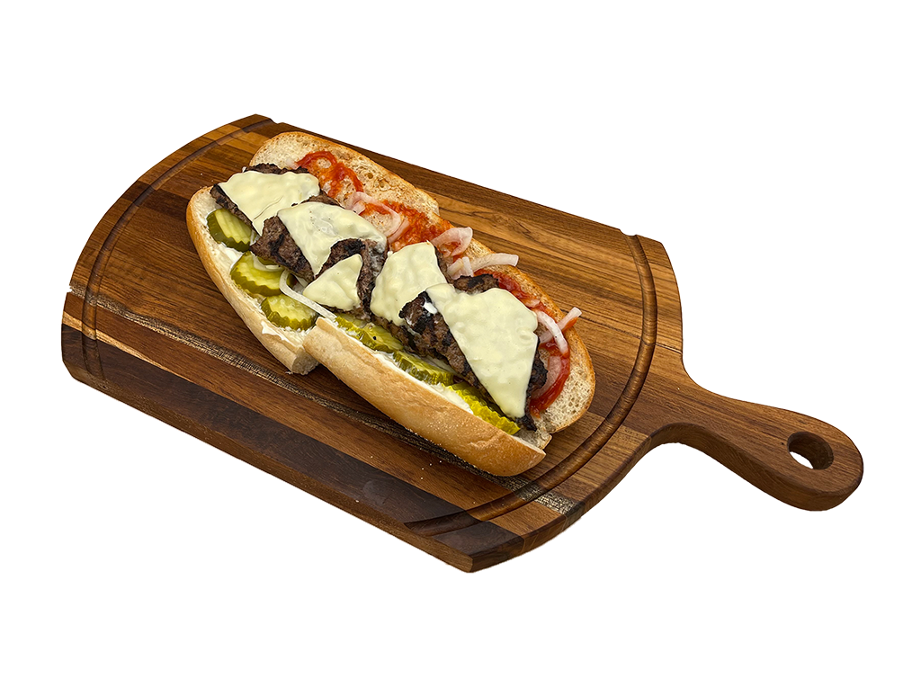 Order Cheeseburger Sub food online from Land of Pizza Inc store, South Boston on bringmethat.com