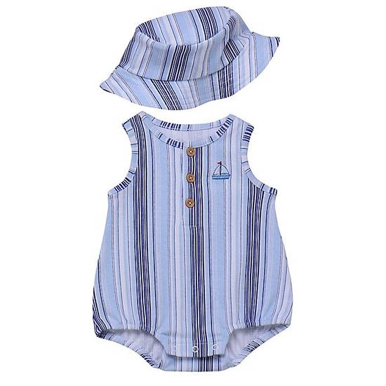 Order Baby Starters® Size 24M 2-Piece Sunsuit and Bucket Hat in Blue food online from Bed Bath & Beyond store, Bohemia on bringmethat.com