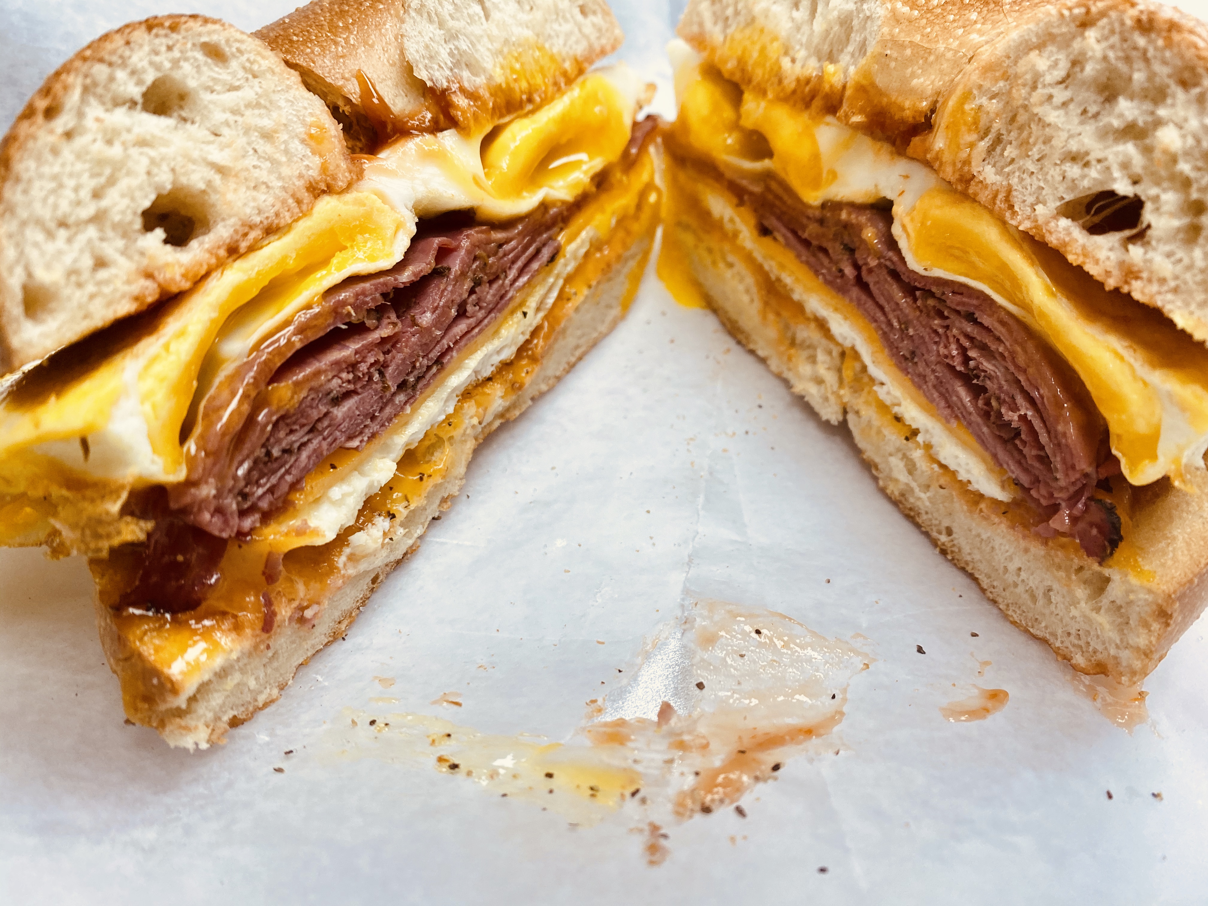 Order Pastrami and Egg Sandwich with Swiss Cheese food online from Sub Master store, Hoboken on bringmethat.com