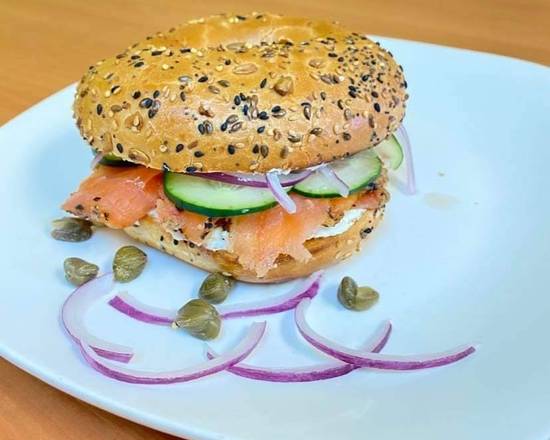 Order Salmon smoked bagel food online from 8th Street Deli store, National City on bringmethat.com