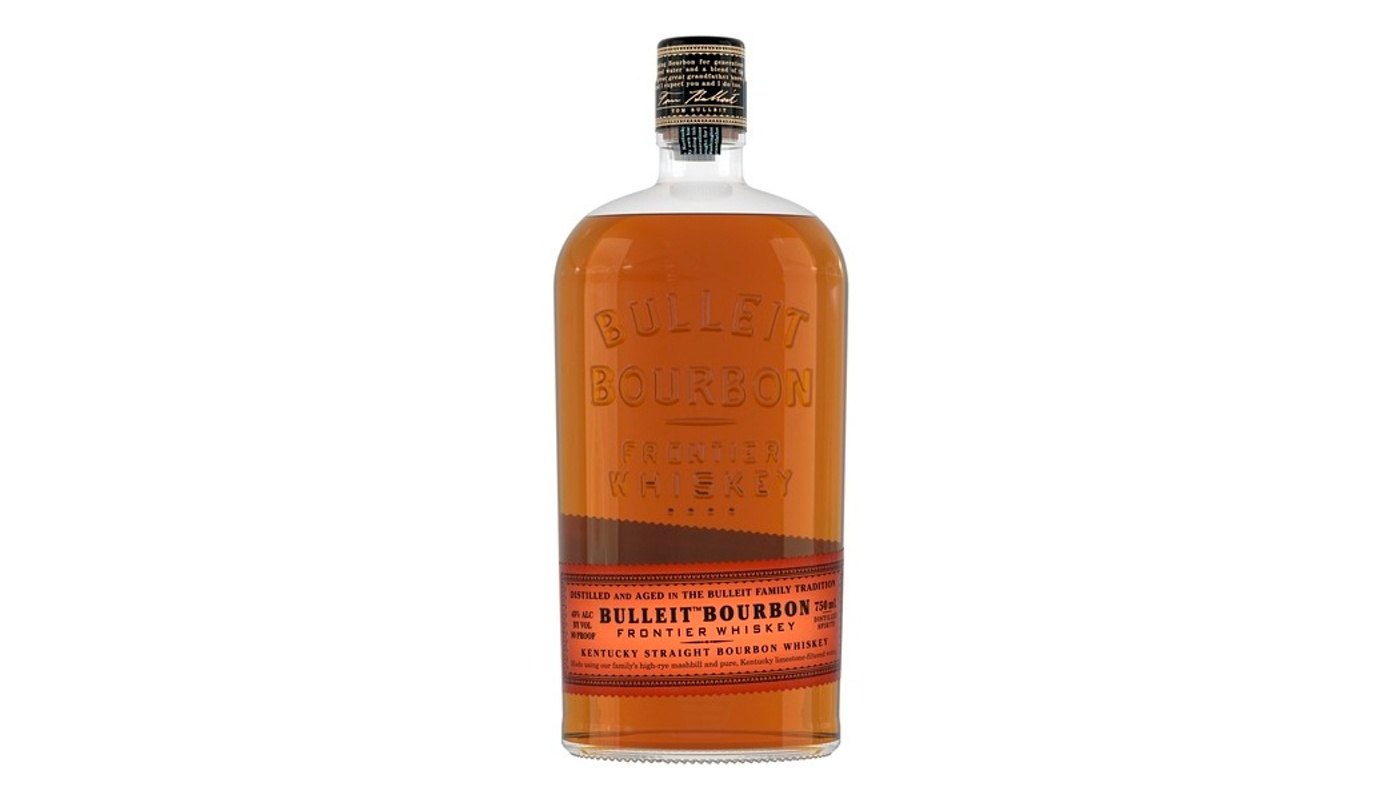 Order Bulleit Bourbon Frontier Whiskey Kentucky Straight Bourbon Whiskey 750mL food online from Golden Rule Liquor store, West Hollywood on bringmethat.com
