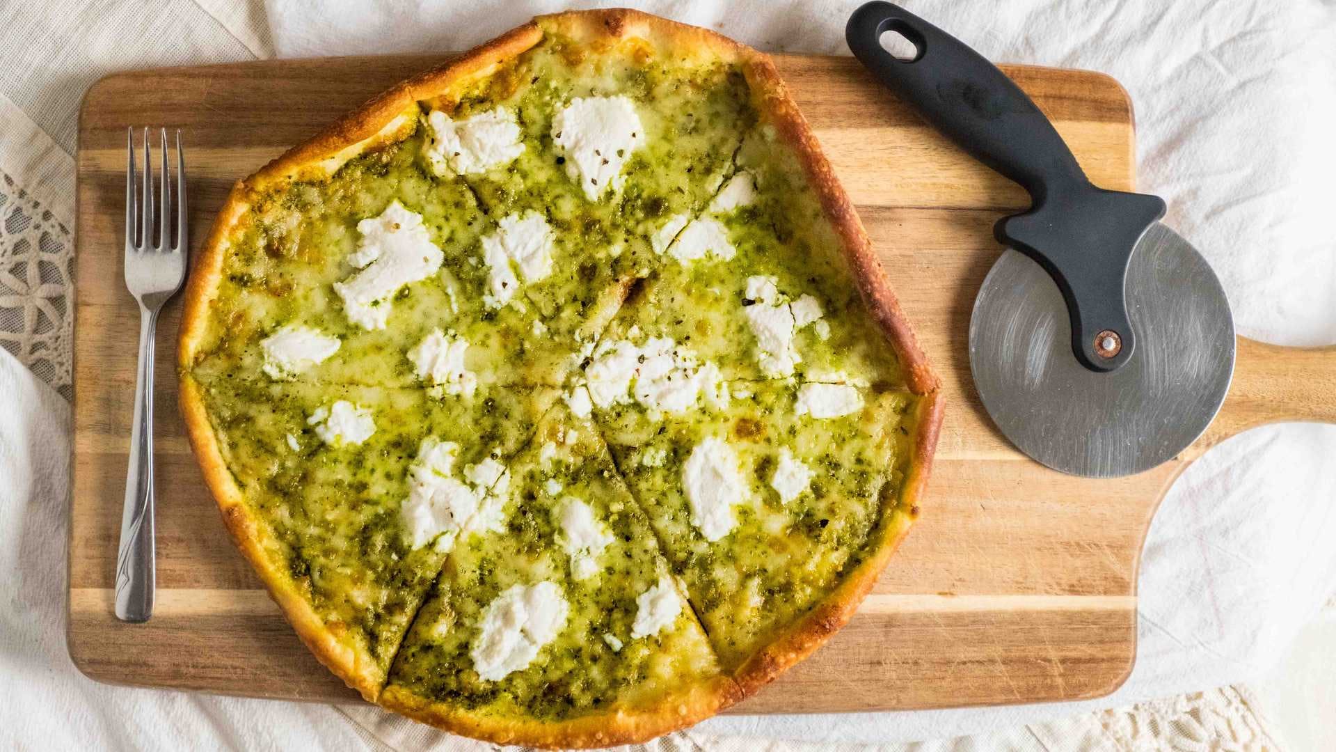 Order Ricotta-Pesto-Garlic Pizza - Personal food online from Palermo's Pizza store, Blue Bell on bringmethat.com
