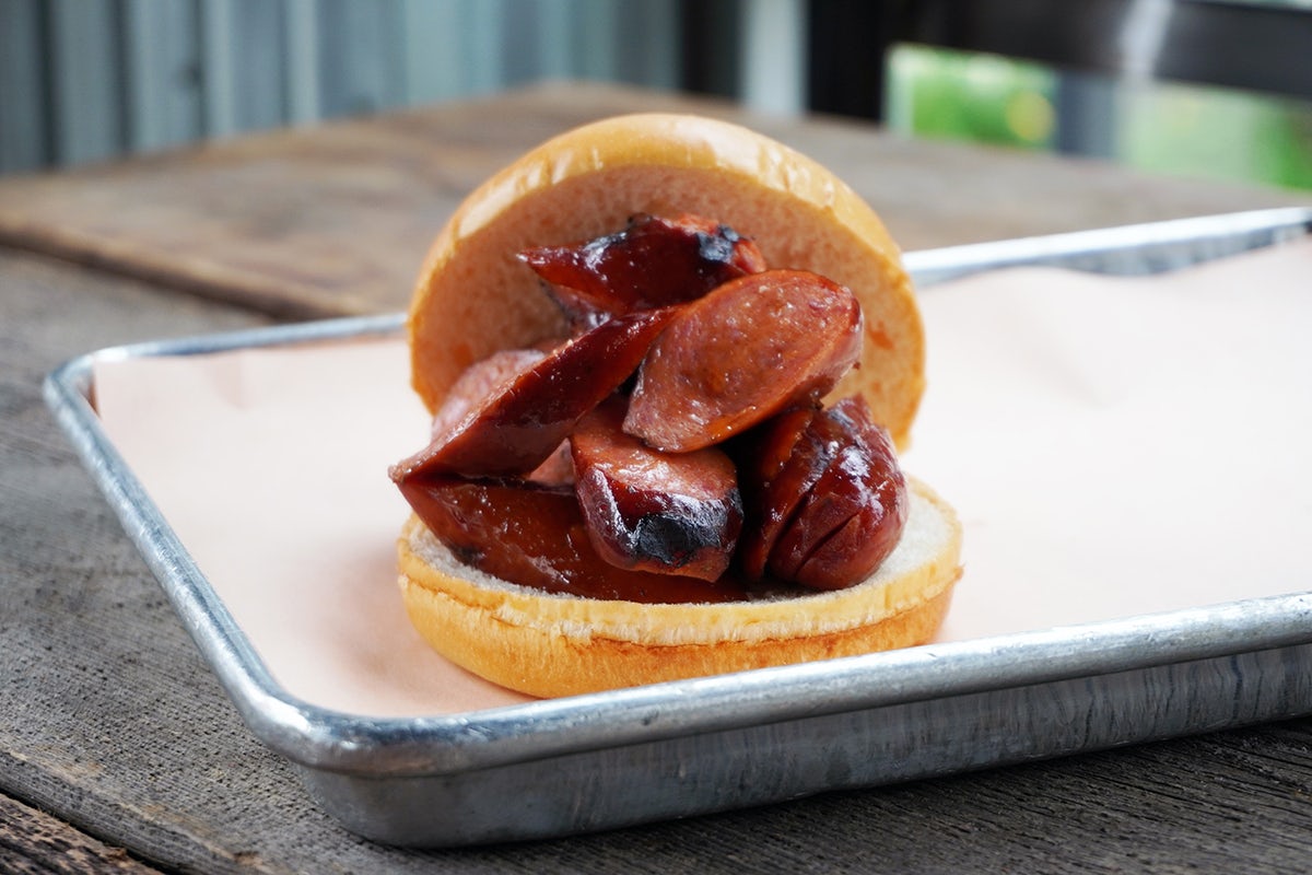Order Texas Sausage Sandwich food online from Real Urban BBQ store, Vernon Hills on bringmethat.com