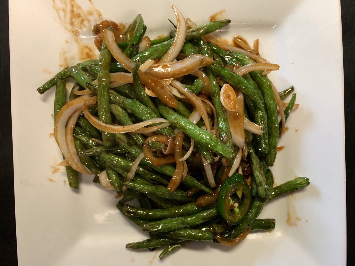 Order 22. Szechuan Green Beans Platter food online from Pho Asian Noodle store, Columbus on bringmethat.com