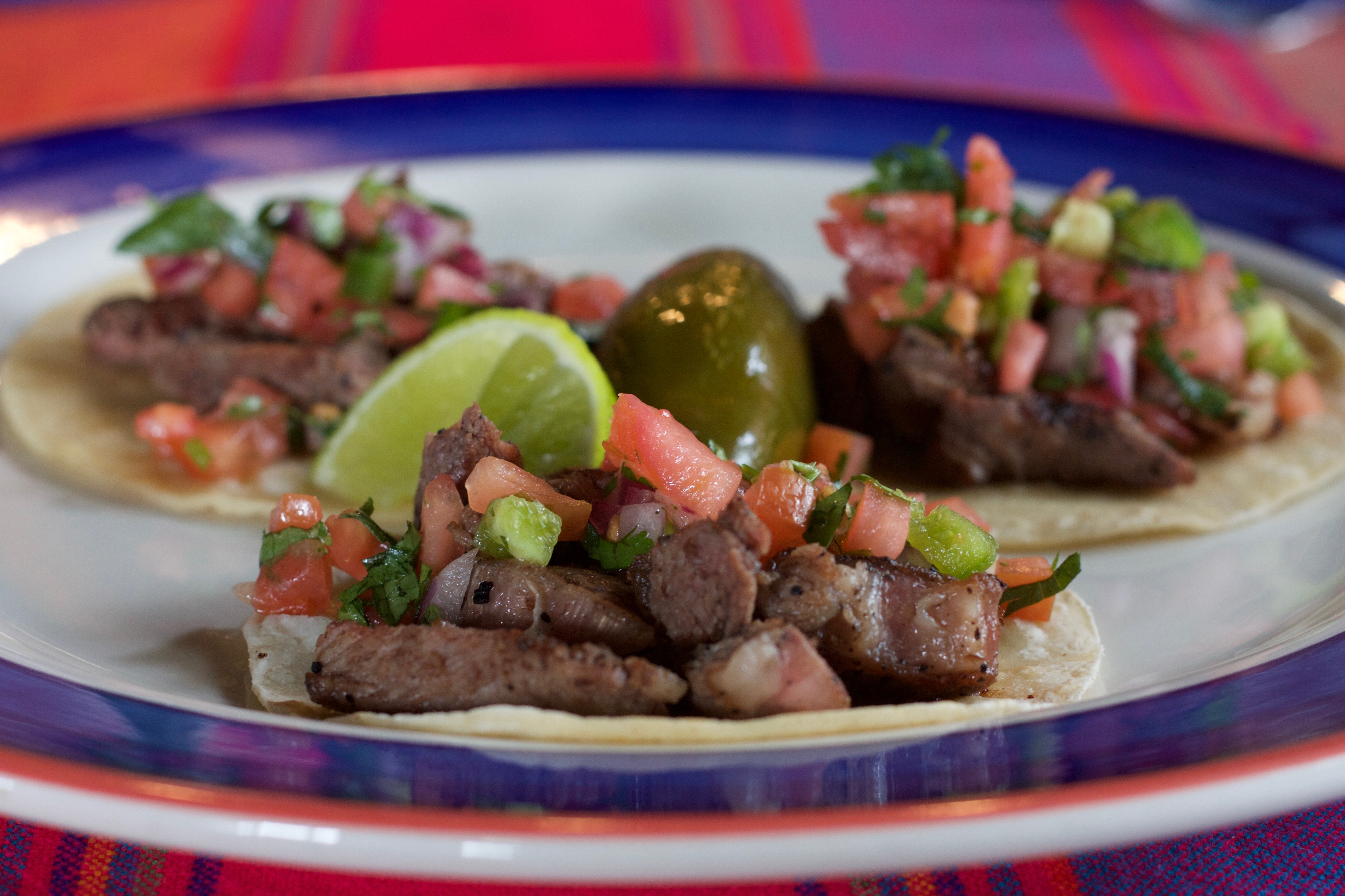 Order Grilled Ribeye Tacos (GF) food online from Los Sombreros store, Phoenix on bringmethat.com