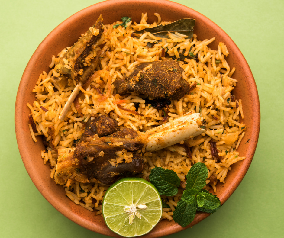 Order Lamb Biriyani  (+ Free Dessert) food online from Spices Of India Kitchen store, Irving on bringmethat.com