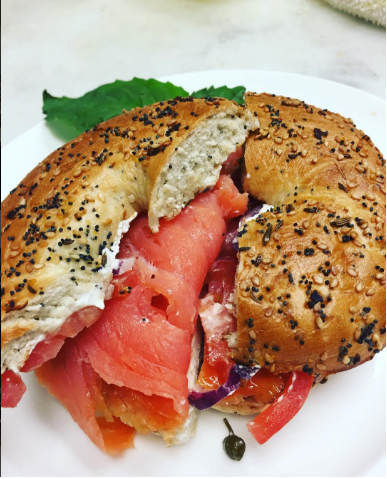 Order Bagel with Lox, Cream Cheese, Tomato, Onion and Capers food online from Citrus store, West Hollywood on bringmethat.com