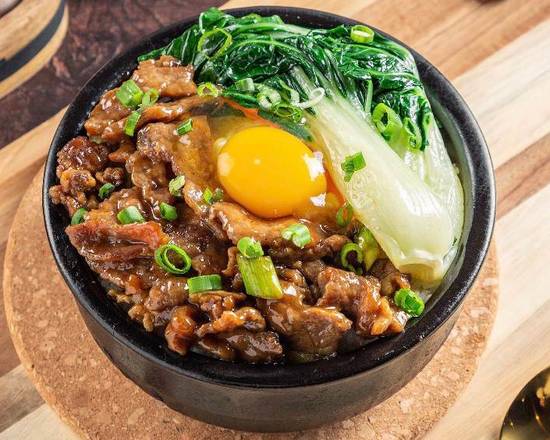 Order Beef with Raw Egg Clay Pot Rice food online from Shooting Star Cafe store, Oakland on bringmethat.com