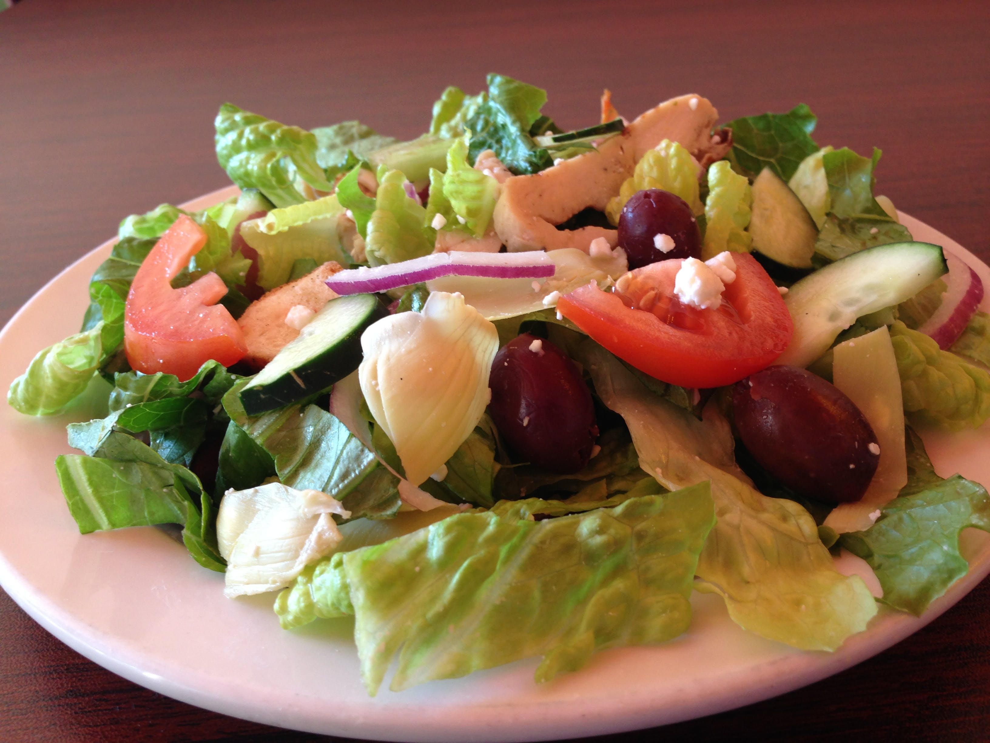 Order Greek Salad with Chicken - Small food online from I pizza store, Newark on bringmethat.com