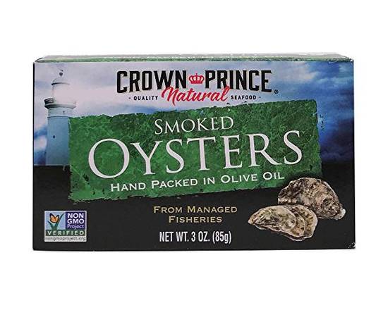 Order Crown Prince Smoked Oysters in Olive Oil food online from Bel Clift Market store, SF on bringmethat.com
