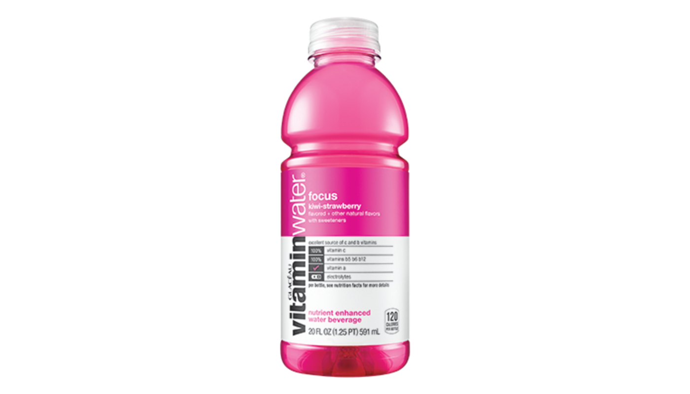 Order Glaceau Vitamin Water Nutrient Enhanced Water Beverage Focus - Kiwi-Strawberry 20 oz Bottle food online from Golden Rule Liquor store, West Hollywood on bringmethat.com