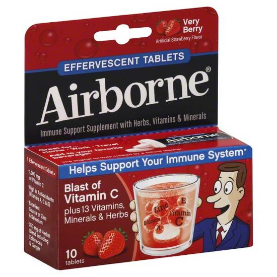 Order Airborne Immune Support Supplement Effervescent Very Berry Tablets (10 ct) food online from Rite Aid store, PITTSBURGH on bringmethat.com