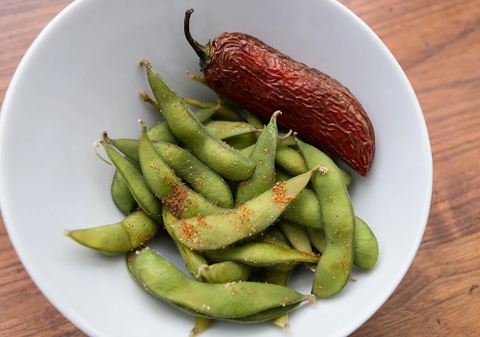 Order Steamed Spicy Edamame food online from Malai Kitchen store, Southlake on bringmethat.com
