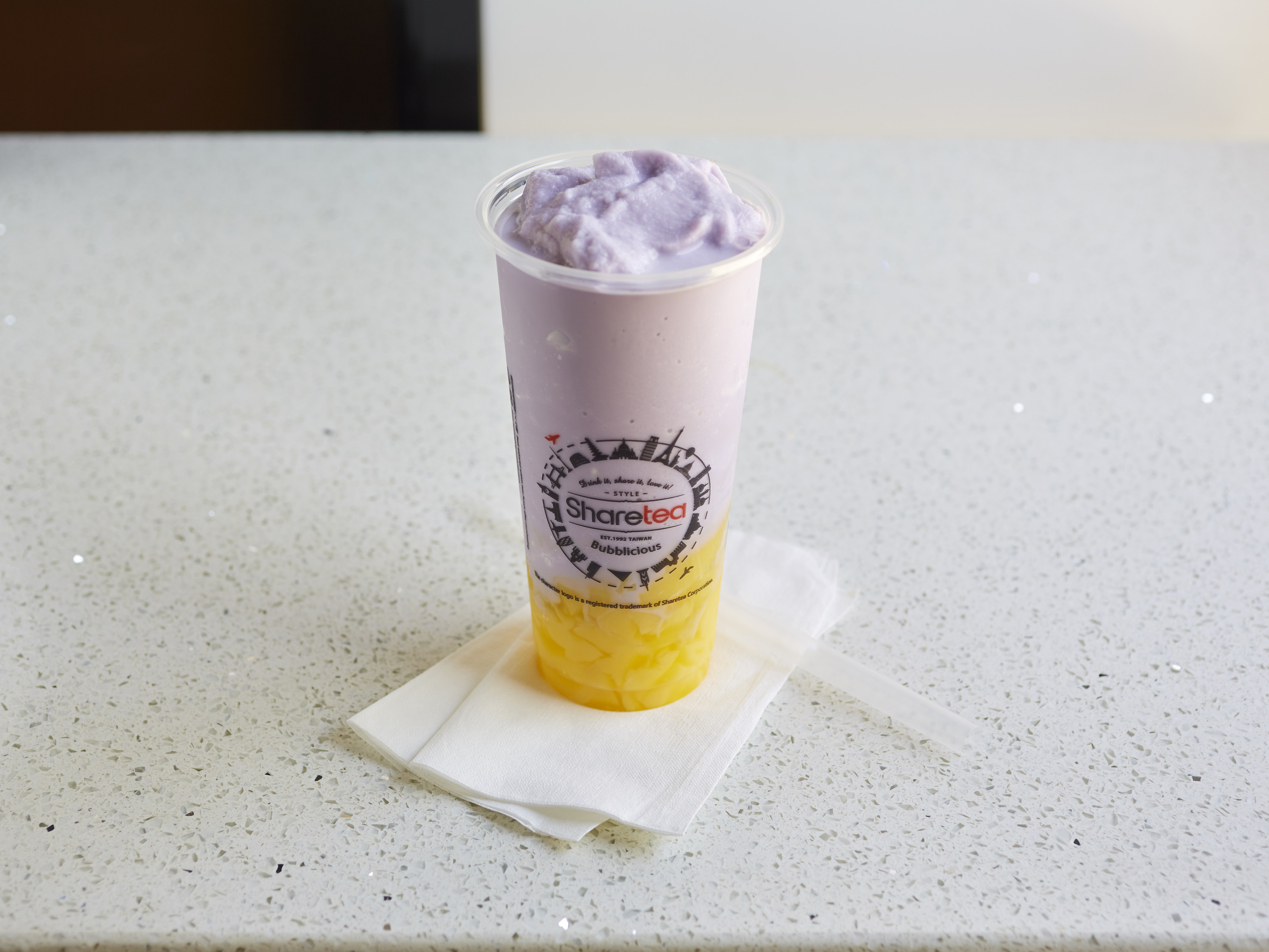 Order Taro Ice Blended with Pudding food online from Sharetea store, Chino Hills on bringmethat.com