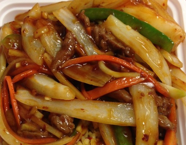 Order 169. Hot & Spicy Beef food online from Good Taste Restaurant store, Ramsey on bringmethat.com