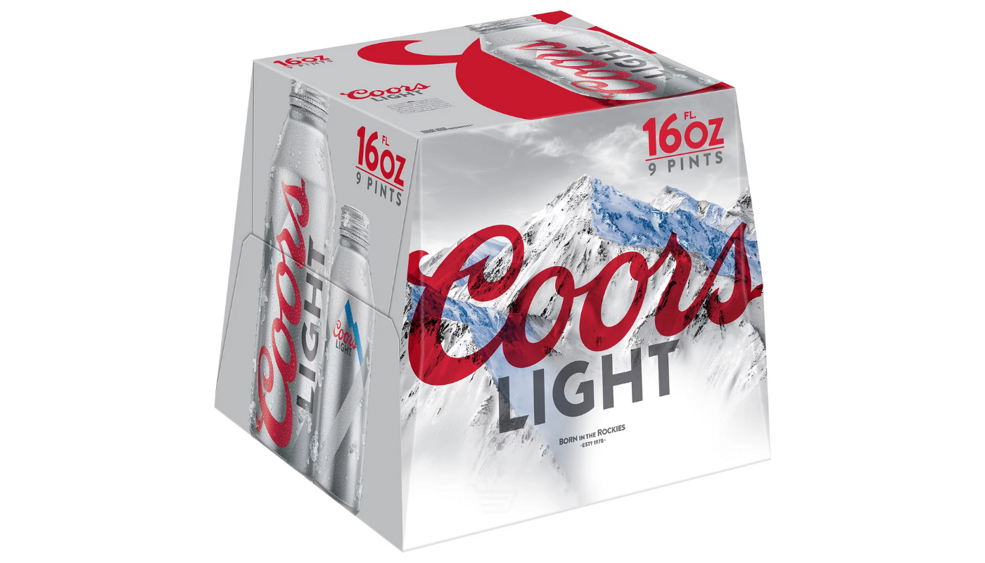 Order Coors Light 9 Pack 16 oz Aluminium Bottles food online from Spikes Bottle Shop store, Chico on bringmethat.com