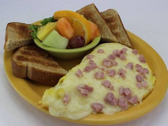 Order Ham and Swiss Omelette food online from Scramblers store, North Olmsted on bringmethat.com