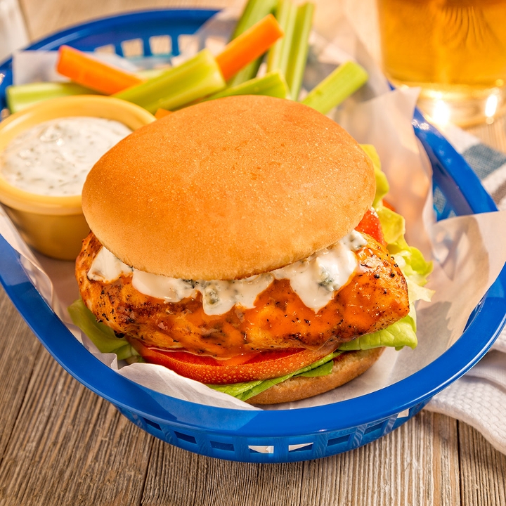 Order Buffalo Chicken Sandwich with Fries food online from J.R. Crickets store, Smyrna on bringmethat.com