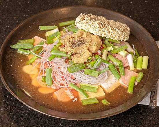 Order Budae Jjigae for Three / 부대찌개 3 인분 food online from K-Grill&Tofu House store, San Bruno on bringmethat.com