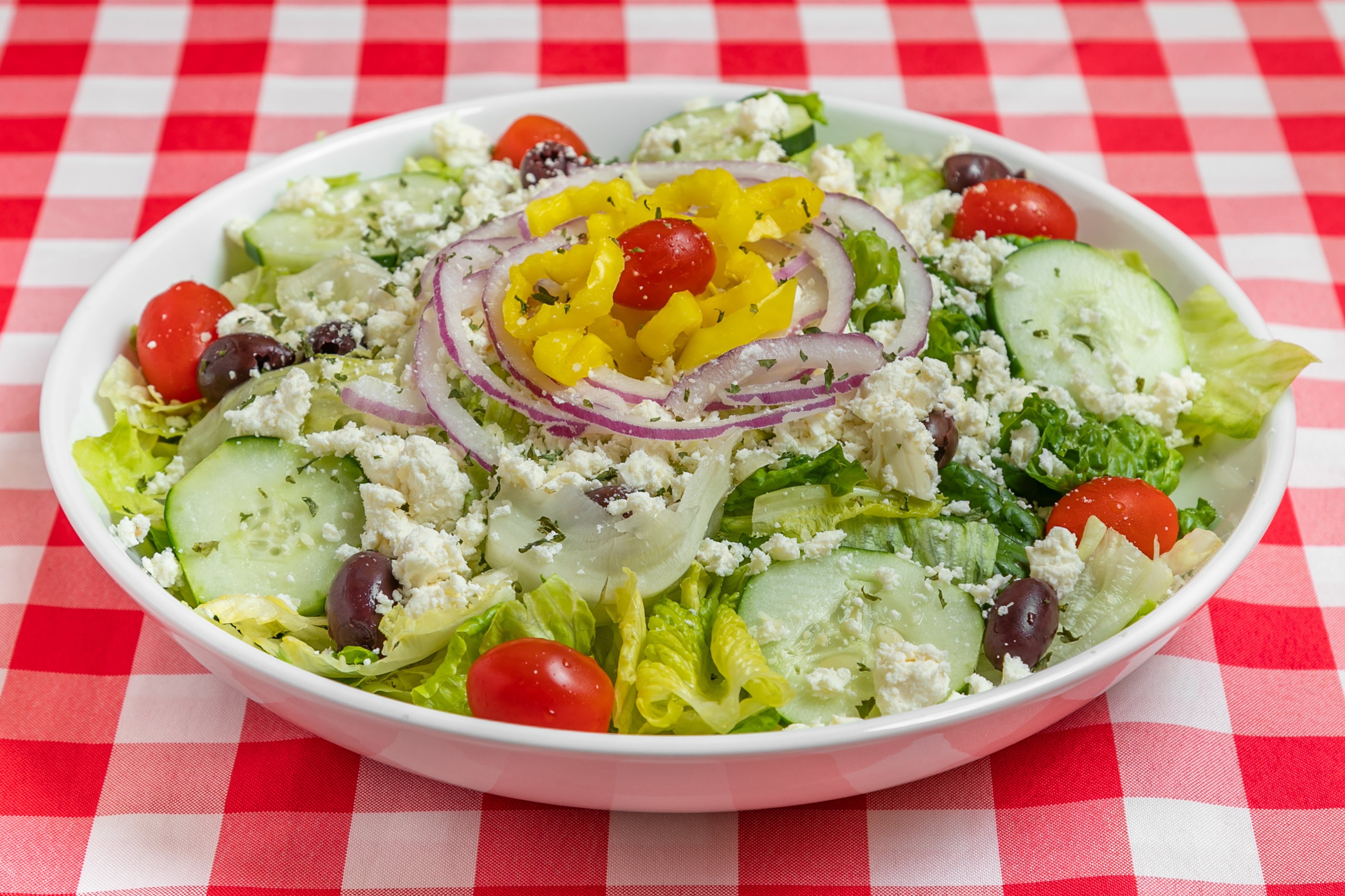 Order Greek Salad - Salad food online from Deroma's Pizza store, Pawleys Island on bringmethat.com