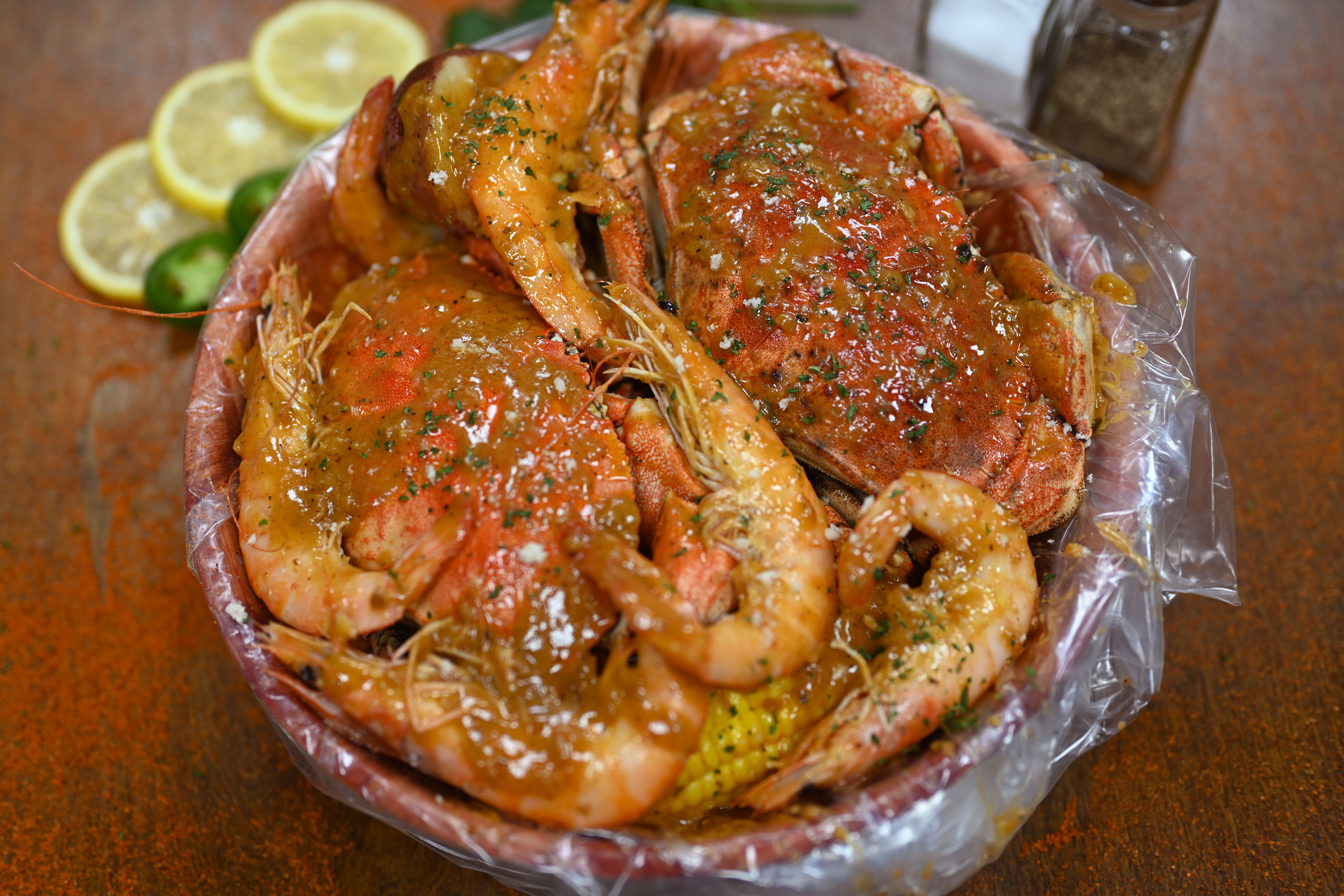 Order 2 Stone Crab and 1 lb. Shrimp (headless only) food online from Oceanic Boil store, Rego Park on bringmethat.com