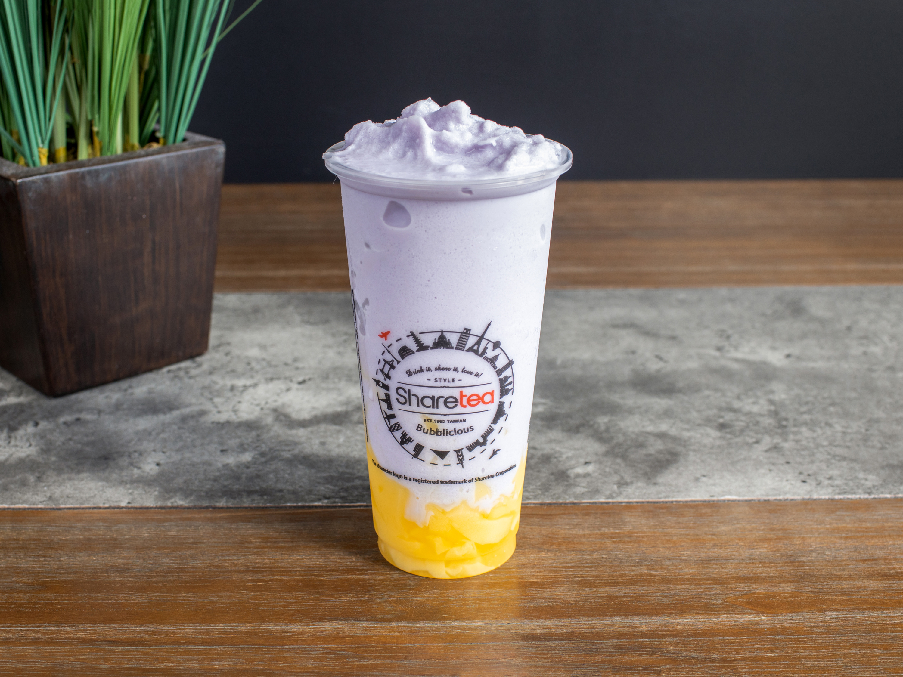 Order Taro Ice Blended with Pudding food online from Sharetea store, Pearland on bringmethat.com