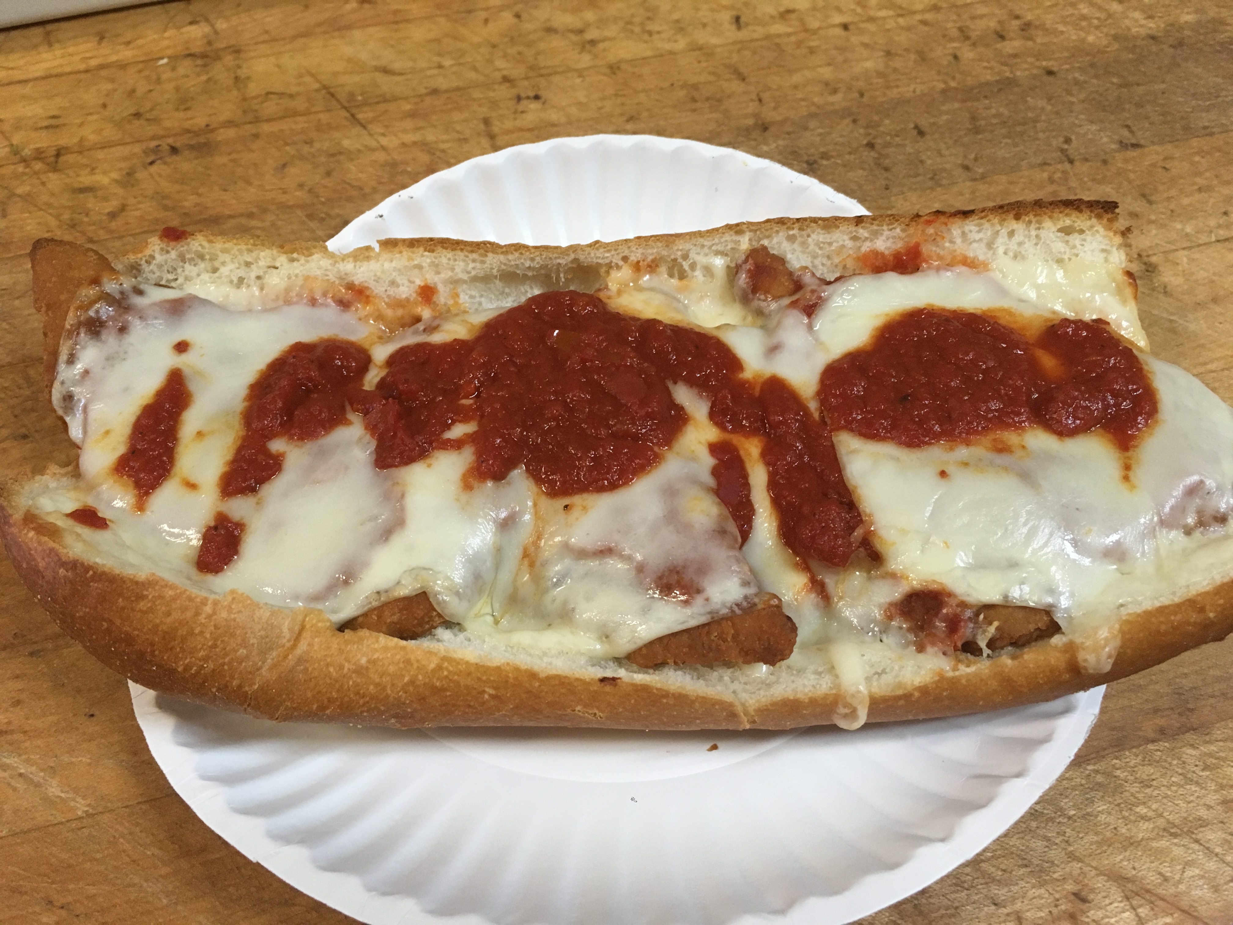 Order Chicken Parmigiana Hot Sandwich food online from Sal Vito Pizza at Ritz store, Voorhees on bringmethat.com