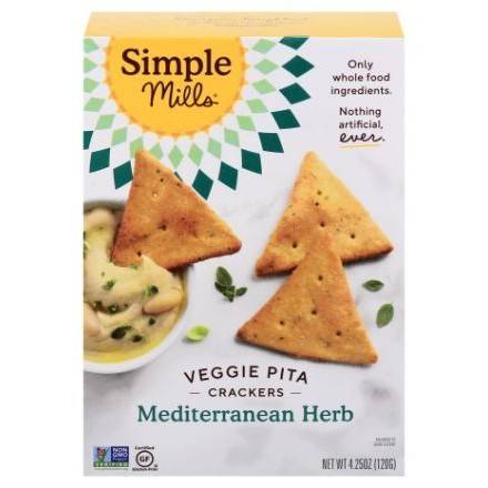 Order Simple Mills Mediterranean Herb Veggie Pita Crackers (4.25 oz) food online from Goodees Cravings store, Marietta on bringmethat.com