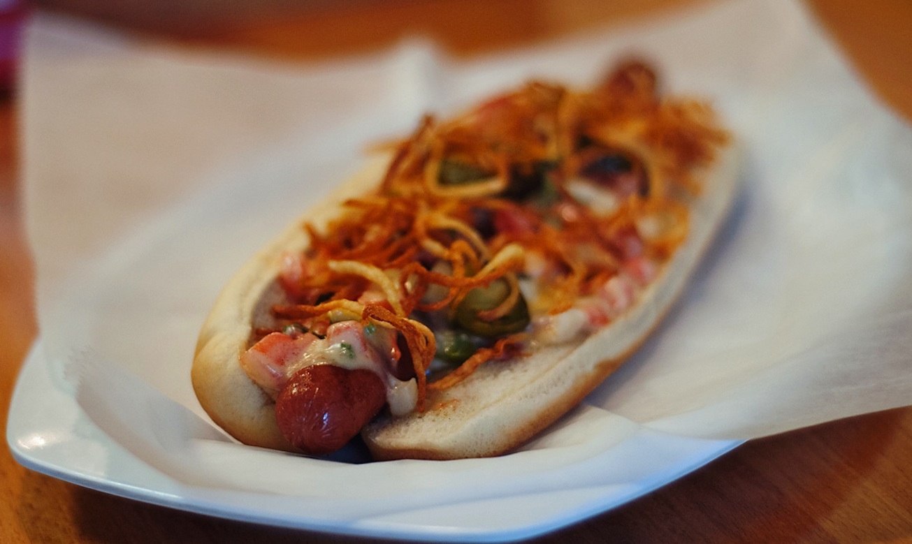 Order P.S. Spicy Footlong Hot Dog food online from P.S. Burgers store, Mineola on bringmethat.com