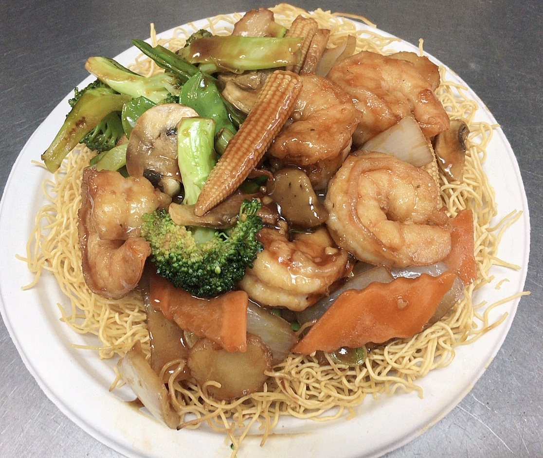 Order 24. Pan Fried Noodle with  Shrimp food online from Neighbor's Kitchen store, Baltimore on bringmethat.com
