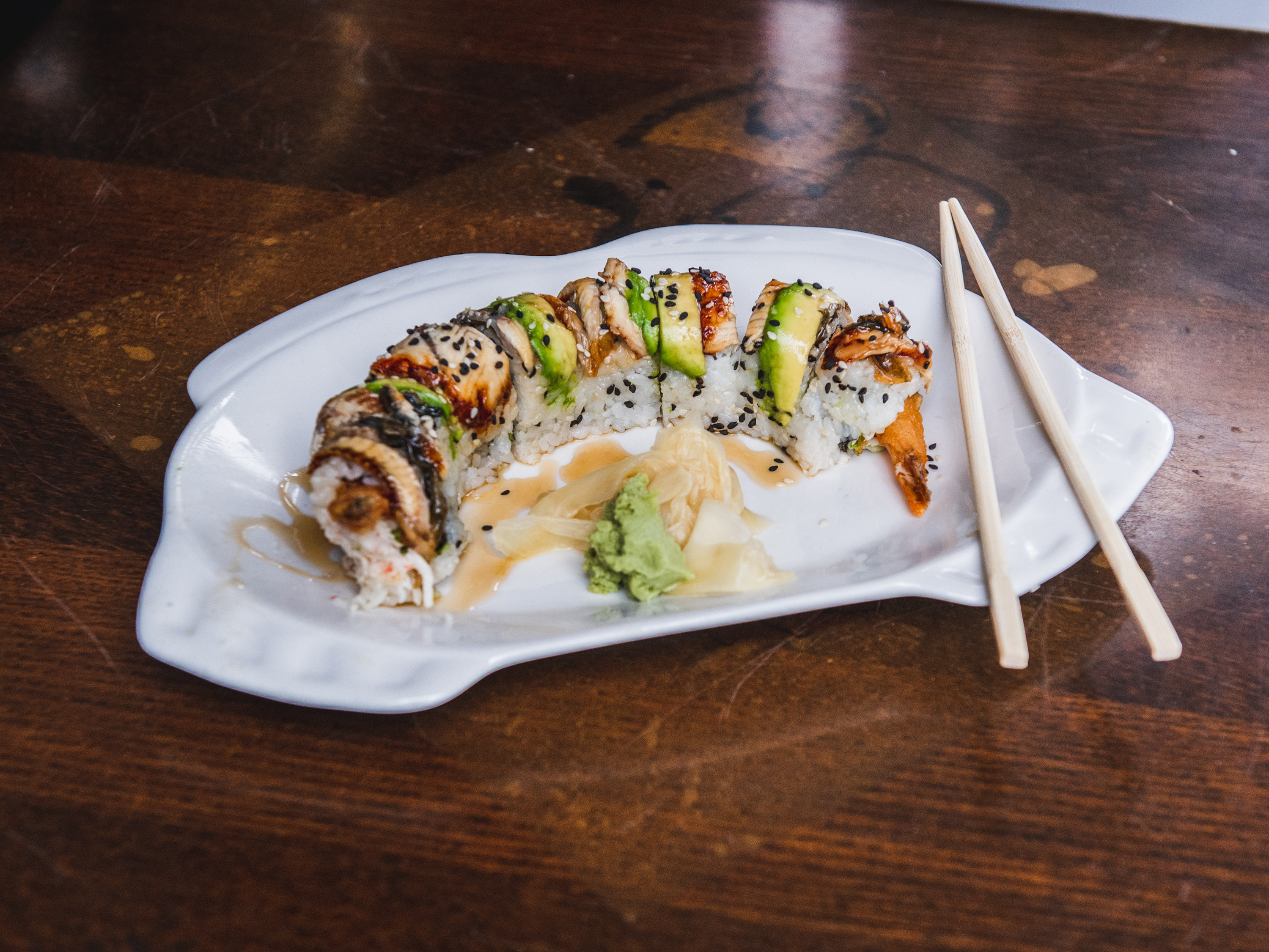 Order Crunch Dragon Roll food online from Mitaki Japanese Restaurant store, Los Angeles on bringmethat.com