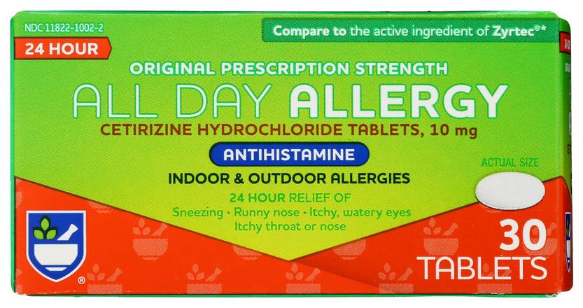 Order Rite Aid Cetirizine Allergy Relief 10 mg Tablets (30 ct) food online from Rite Aid store, TOLEDO on bringmethat.com