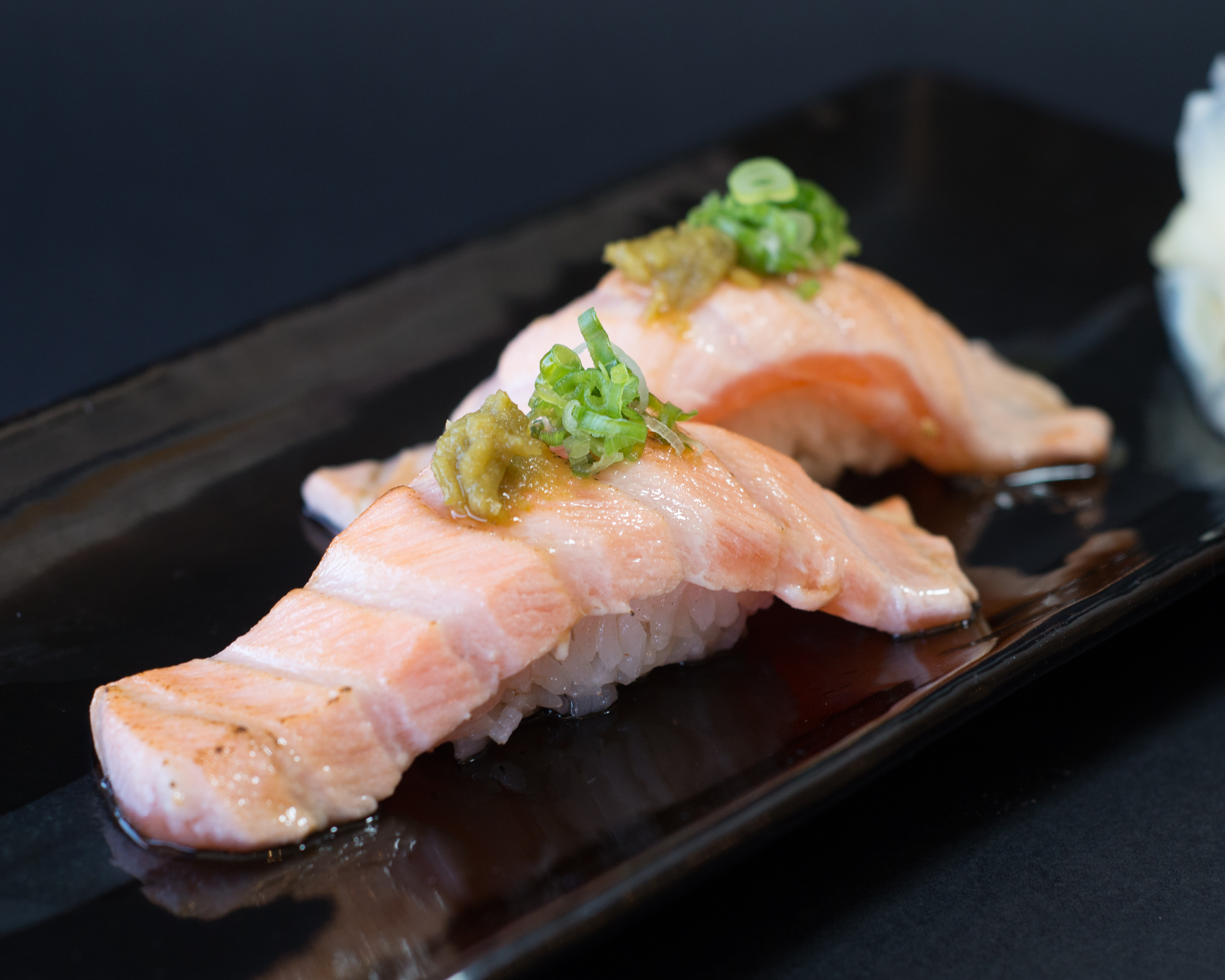 Order Aburi Salmon Sushi food online from California Roll Factory store, Los Angeles on bringmethat.com