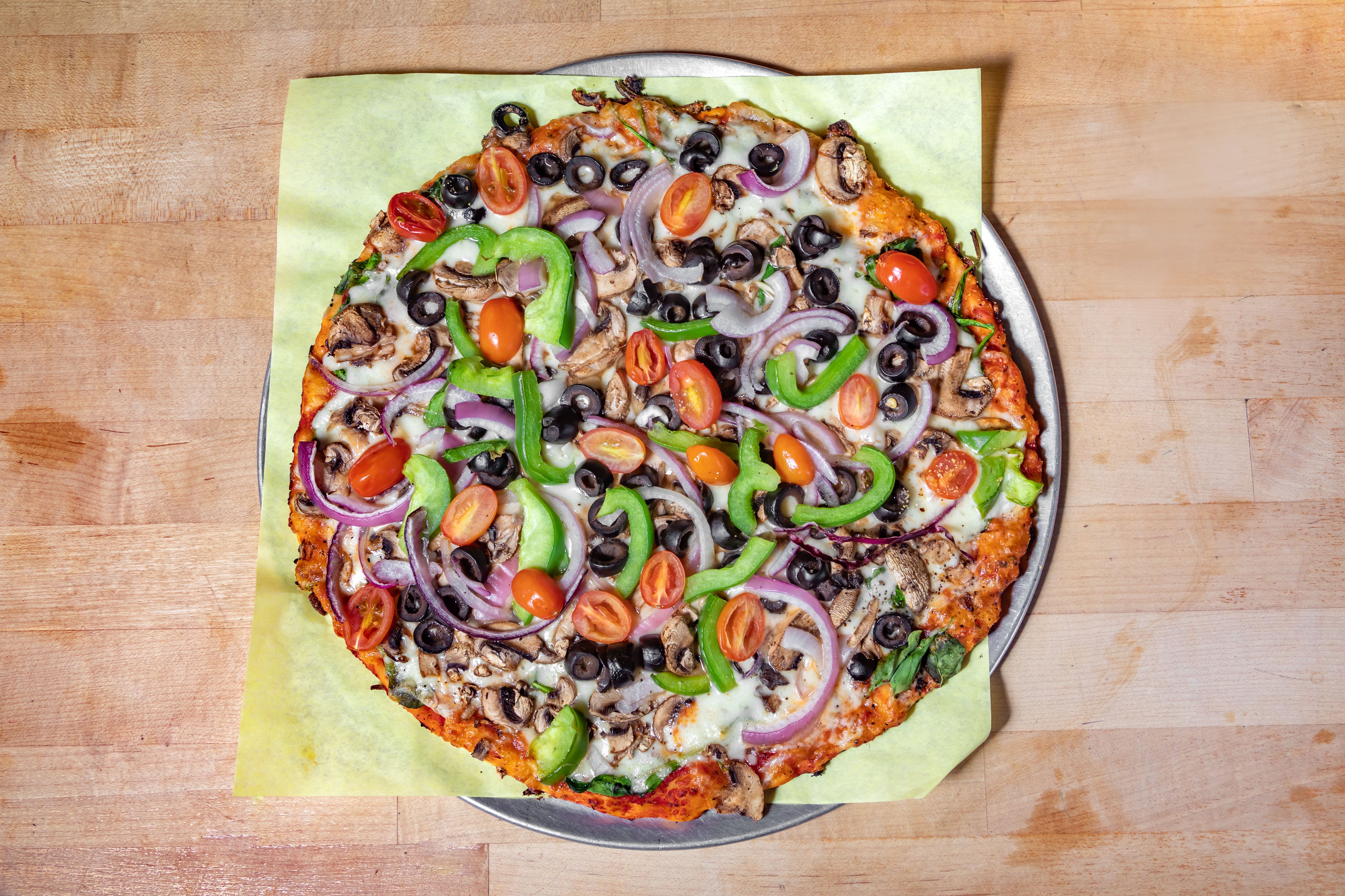 Order Veggie Supreme Pizza - 8" Personal (6 Slices) food online from Firehouse Pizzeria store, San Francisco on bringmethat.com
