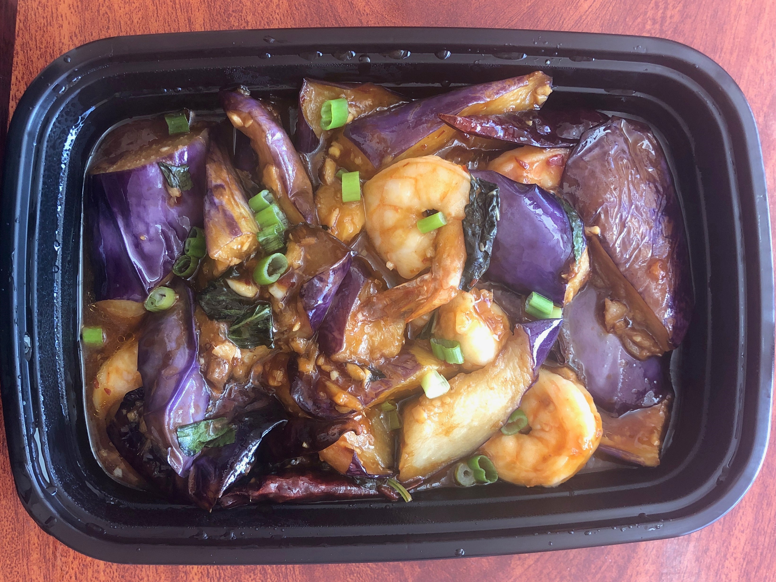 Order 67. Eggplant Shrimp food online from Burma Bistro store, Santa Clara on bringmethat.com