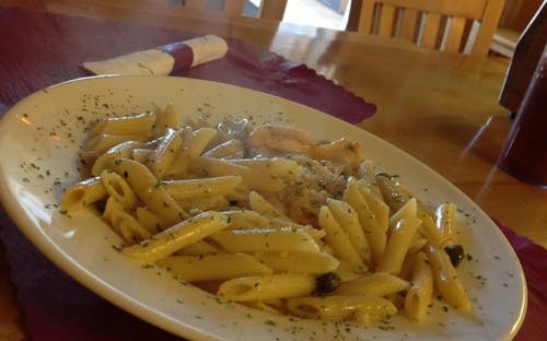 Order Chicken Picatta with Pasta - Entree food online from Hometown Pizza Of Southbury store, Southbury on bringmethat.com