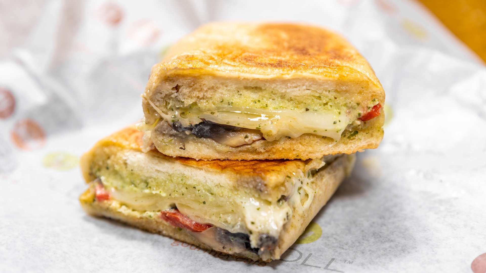 Order Chicken Portabella Panini food online from Rising Roll Gourmet Cafe store, Lawrenceville on bringmethat.com