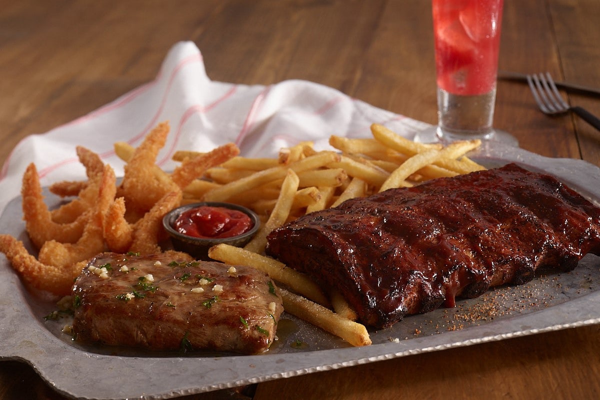 Order Rib Eye*, Ribs, and Crispy Shrimp Combo food online from Ruby Tuesday store, Concord on bringmethat.com