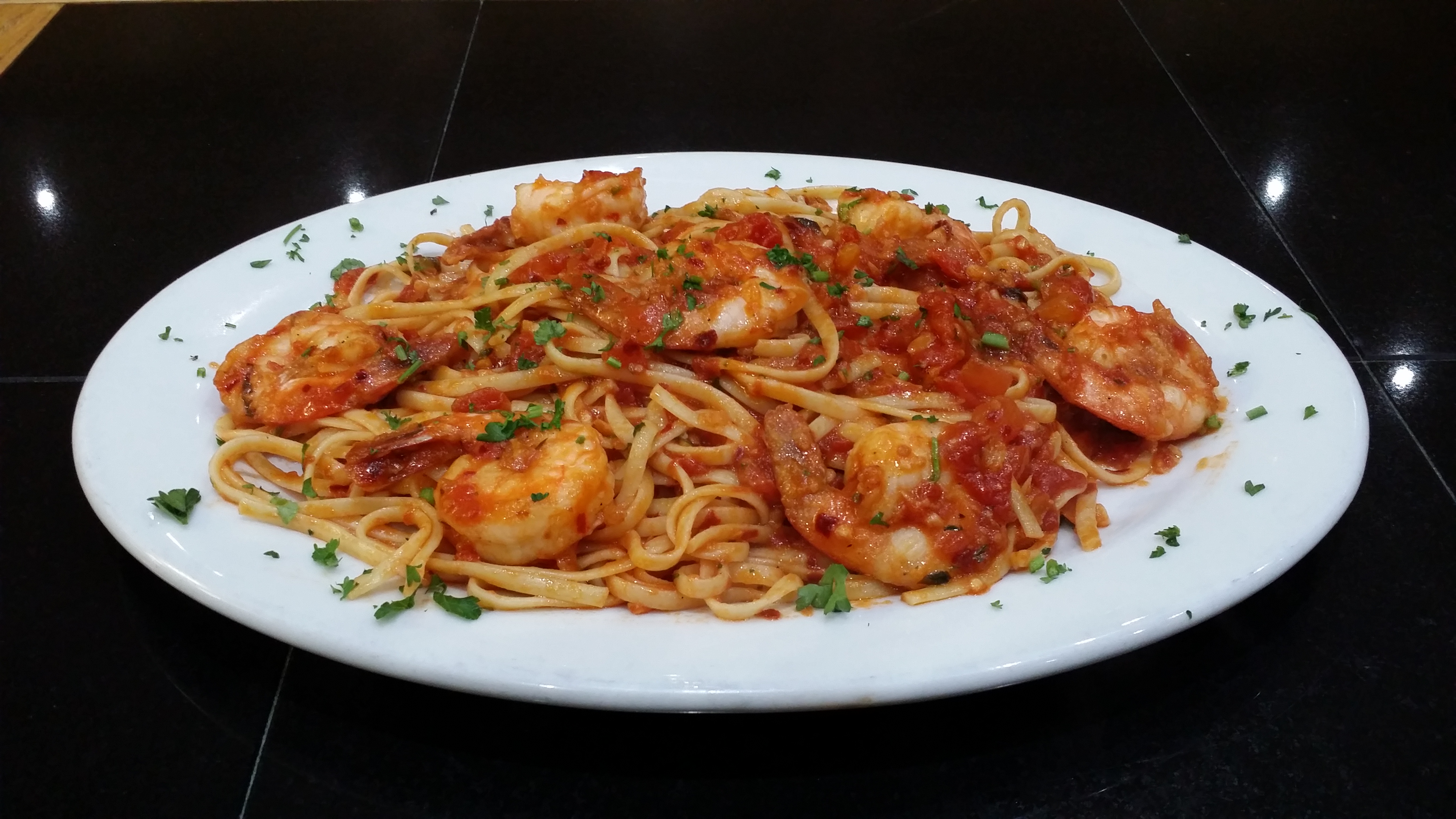 Order Shrimp Fra Diavolo over Linguine Dinner food online from Pasta On Time store, Levittown on bringmethat.com