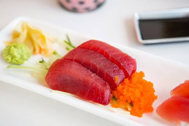 Order Tuna Sashimi (3pc) food online from B Cafe store, Quincy on bringmethat.com