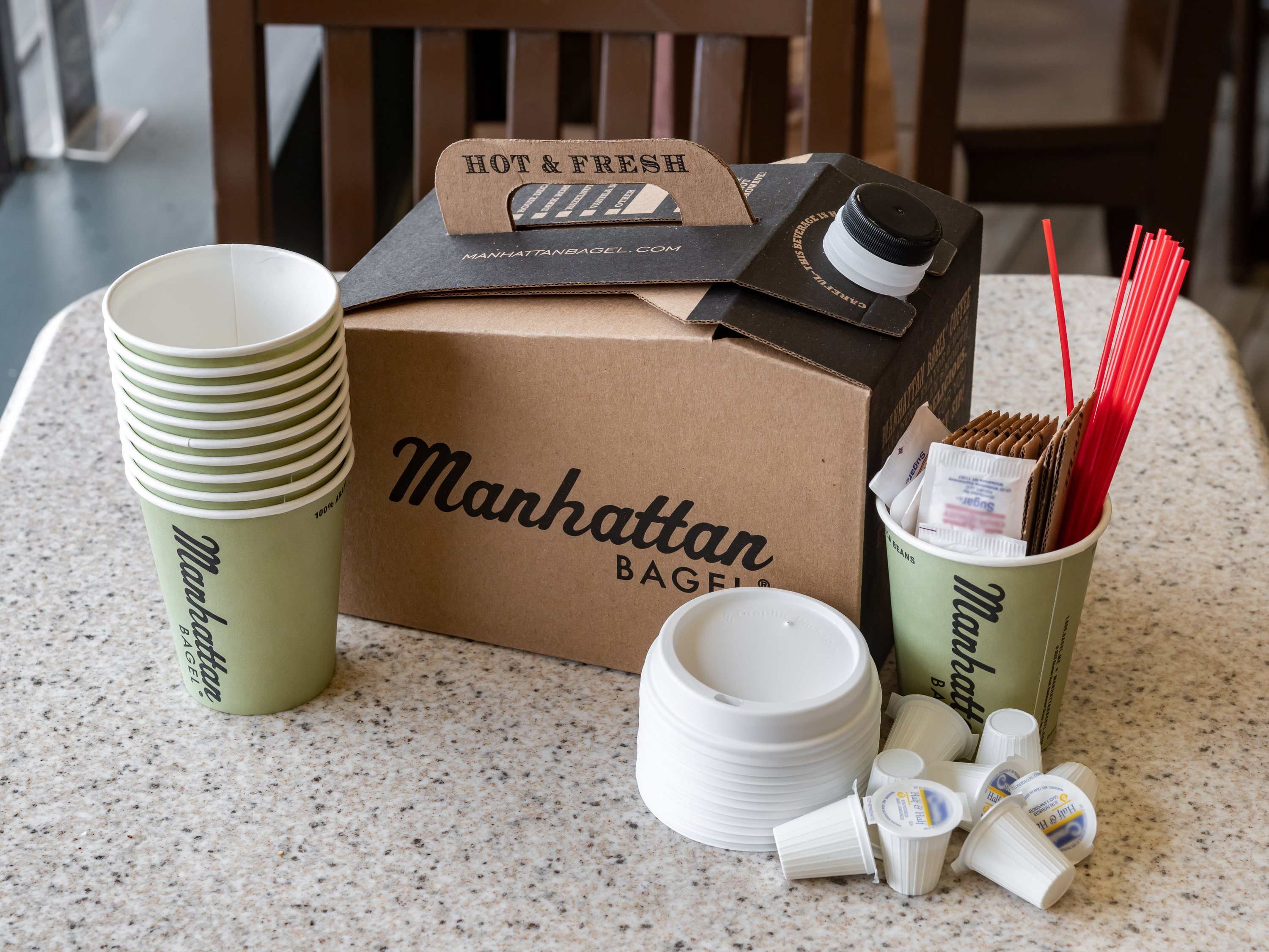 Order Coffee Box to Go food online from Manhattan Bagel store, Philadelphia on bringmethat.com