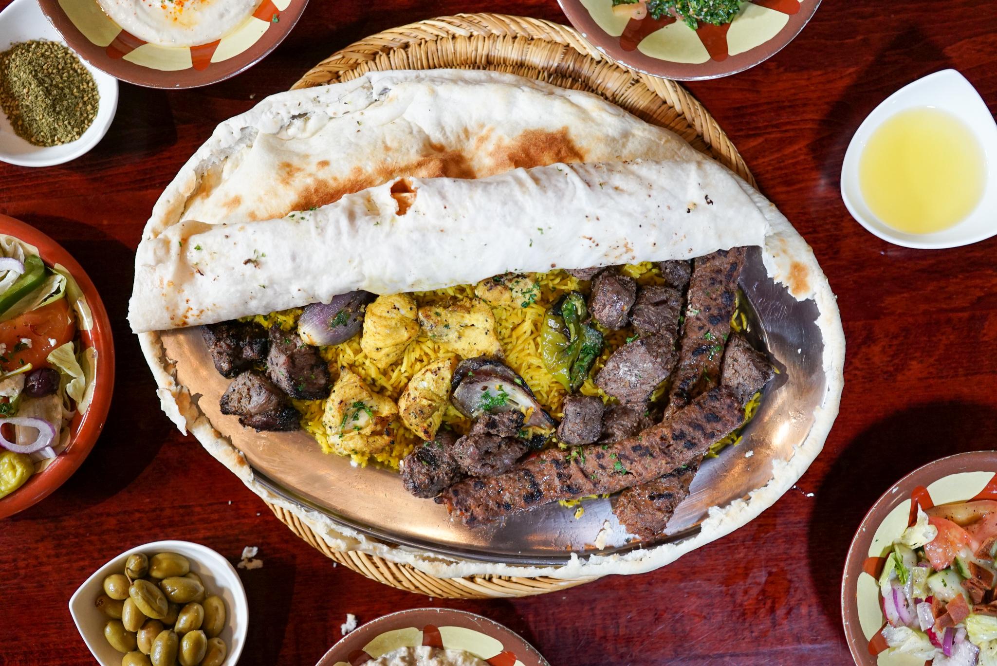 Order Family Style Dinner (3 People- 9 Skewers of Meat and 6 Appetizers) food online from Almarah store, Austin on bringmethat.com