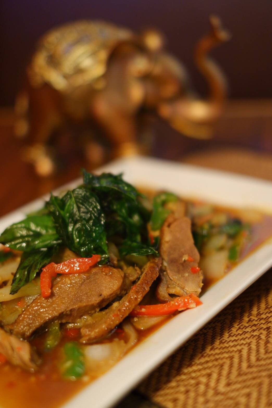 Order Phad Kra Praow Ped (Duck) food online from Bann Thai - Harmony store, Fort Collins on bringmethat.com